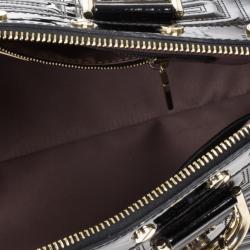 Pre Owned Versace Black Patent Quilted Snap Out Of It Satchel