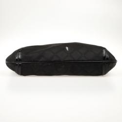 Pre Owned Versace Black Jacquard and Patent Shoulder Bag