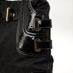 Pre Owned Versace Black Jacquard and Patent Shoulder Bag