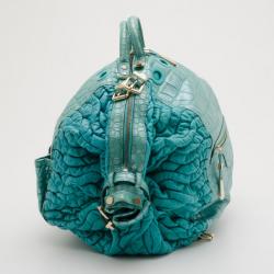 Pre Owned Versace Runway Large Croc and Raffia Darling Tote