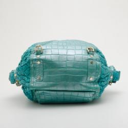 Pre Owned Versace Runway Large Croc and Raffia Darling Tote
