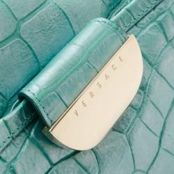 Pre Owned Versace Runway Large Croc and Raffia Darling Tote