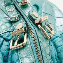 Pre Owned Versace Runway Large Croc and Raffia Darling Tote