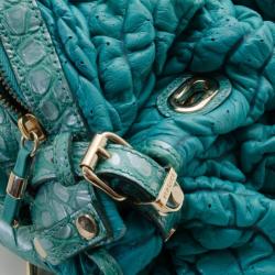 Pre Owned Versace Runway Large Croc and Raffia Darling Tote