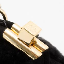 Pre Owned Versace Black Chinchilla Madonna Boston Bag