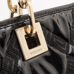 Pre Owned Versace Black Patent Chain Shoulder Bag 