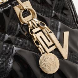 Pre Owned Versace Black Patent Chain Shoulder Bag 