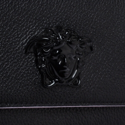 Pre Owned Versace Black Leather Palazzo Chain Shoulder Bag