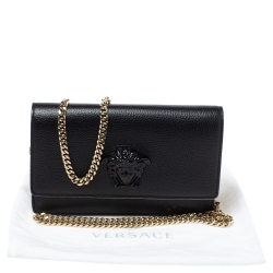 Pre Owned Versace Black Leather Palazzo Chain Shoulder Bag
