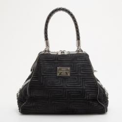 Gianni Versace Pony Hair Framed Patterned Hobo
