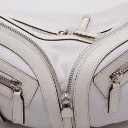 Pre Owned Versace White Leather Biker Hobo