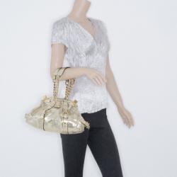 Pre Owned Versace Gold Snakeskin Framed Bauletto