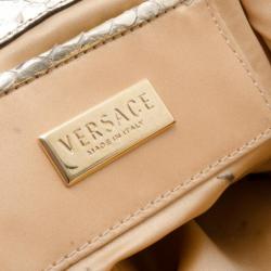 Pre Owned Versace Gold Snakeskin Framed Bauletto