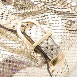 Pre Owned Versace Gold Snakeskin Framed Bauletto