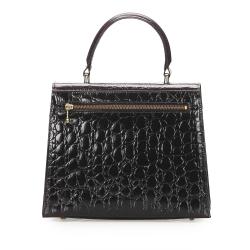 Pre Owned Versace Black Croc Embossed Leather Satchel bag