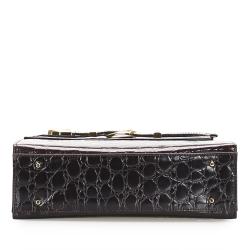 Pre Owned Versace Black Croc Embossed Leather Satchel bag