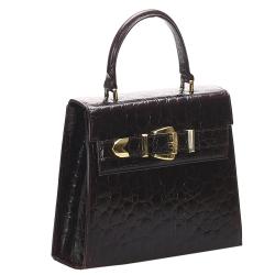 Pre Owned Versace Black Croc Embossed Leather Satchel bag