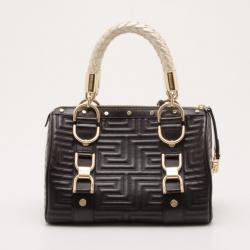 Pre Owned Versace Black Quilted 'Snap Out Of It' Satchel 