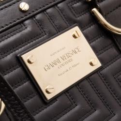 Pre Owned Versace Black Quilted 'Snap Out Of It' Satchel 