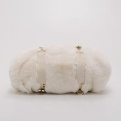 Pre Owned Versace White Chinchilla Madonna Boston Bag