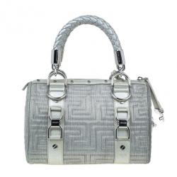 Pre Owned Versace Metallic Leather Quilted Snap Out of It Bag