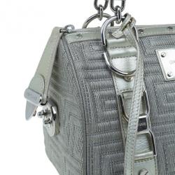 Pre Owned Versace Metallic Leather Quilted Snap Out of It Bag