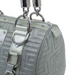 Pre Owned Versace Metallic Leather Quilted Snap Out of It Bag