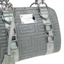 Pre Owned Versace Metallic Leather Quilted Snap Out of It Bag