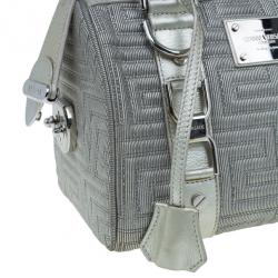 Pre Owned Versace Metallic Leather Quilted Snap Out of It Bag