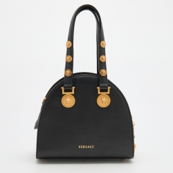 Pre Owned Versace Black Leather Tribute Medallion Satchel