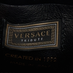 Pre Owned Versace Black Leather Tribute Medallion Satchel