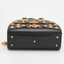 Pre Owned Versace Black Leather Tribute Medallion Satchel