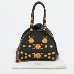 Pre Owned Versace Black Leather Tribute Medallion Satchel