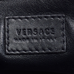 Pre Owned Versace Black Leather Medusa Flap Chain Shoulder Bag