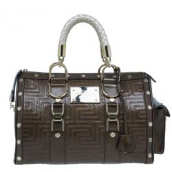 Pre Owned Versace Bronze Quilted Snap Out Of It Satchel