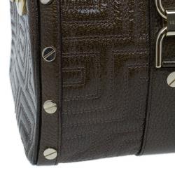 Pre Owned Versace Bronze Quilted Snap Out Of It Satchel