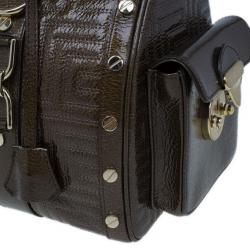 Pre Owned Versace Bronze Quilted Snap Out Of It Satchel
