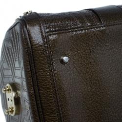 Pre Owned Versace Bronze Quilted Snap Out Of It Satchel