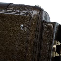 Pre Owned Versace Bronze Quilted Snap Out Of It Satchel