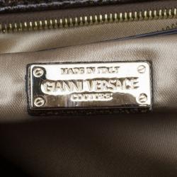 Pre Owned Versace Bronze Quilted Snap Out Of It Satchel