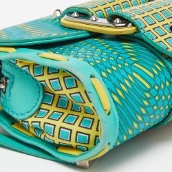 Pre Owned Versace Green/Yellow Printed Leather Crossbody Bag