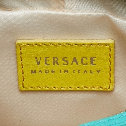 Pre Owned Versace Green/Yellow Printed Leather Crossbody Bag