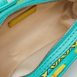 Pre Owned Versace Green/Yellow Printed Leather Crossbody Bag