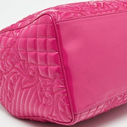 Pre Owned Versace Pink Patent Leather Boston Bag