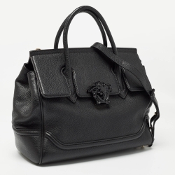 Pre Owned Versace Black Leather Empire Palazzo Tote