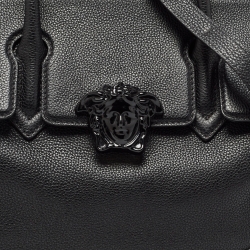 Pre Owned Versace Black Leather Empire Palazzo Tote