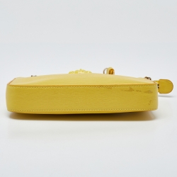 Pre Owned Versace Yellow Leather Medusa Zip Crossbody Bag