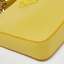 Pre Owned Versace Yellow Leather Medusa Zip Crossbody Bag