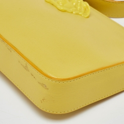 Pre Owned Versace Yellow Leather Medusa Zip Crossbody Bag