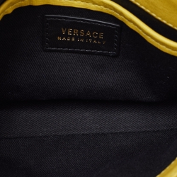 Pre Owned Versace Yellow Leather Medusa Zip Crossbody Bag